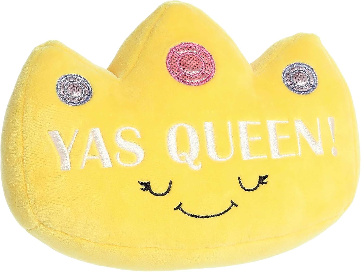 Aurora® Witty JUST Sayin'™ Yas Queen! Crown™ Stuffed Animal - Expressive Characters - Quirky Gift Ideas - Yellow 7 Inches