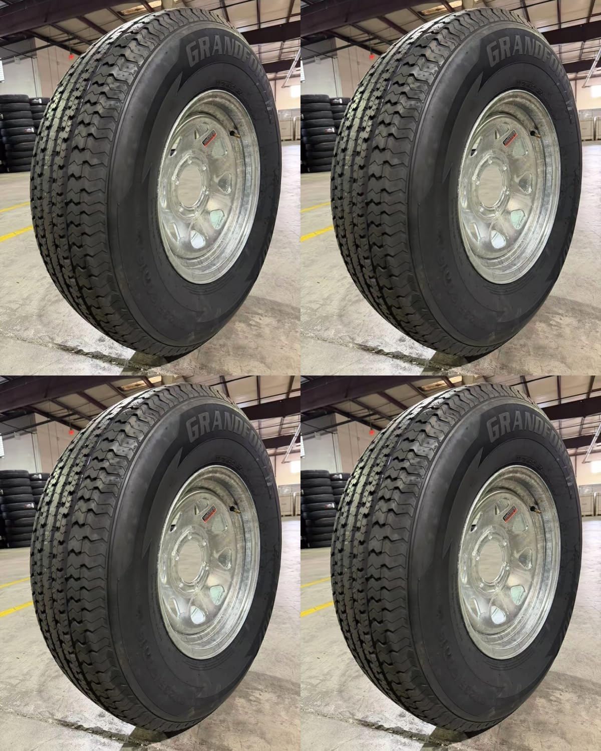 4PCS GRANDFORCE Trailer Tires ST235/80R16 on 16x6 8x6.5 8Spoke Wheels 6Lugs Rims