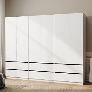 Mhsatyrs wide white armoire with six drawers