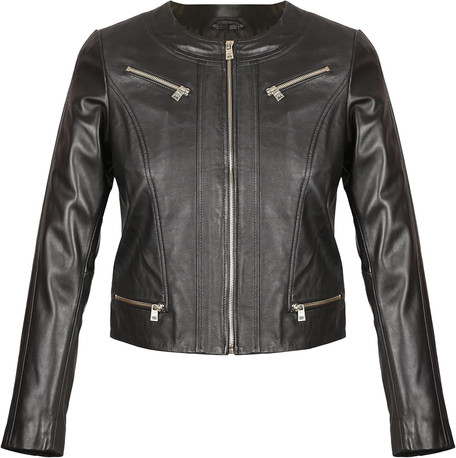 Novado Womens Hot Pink Lambskin Real Leather Jacket Women's Plus Size