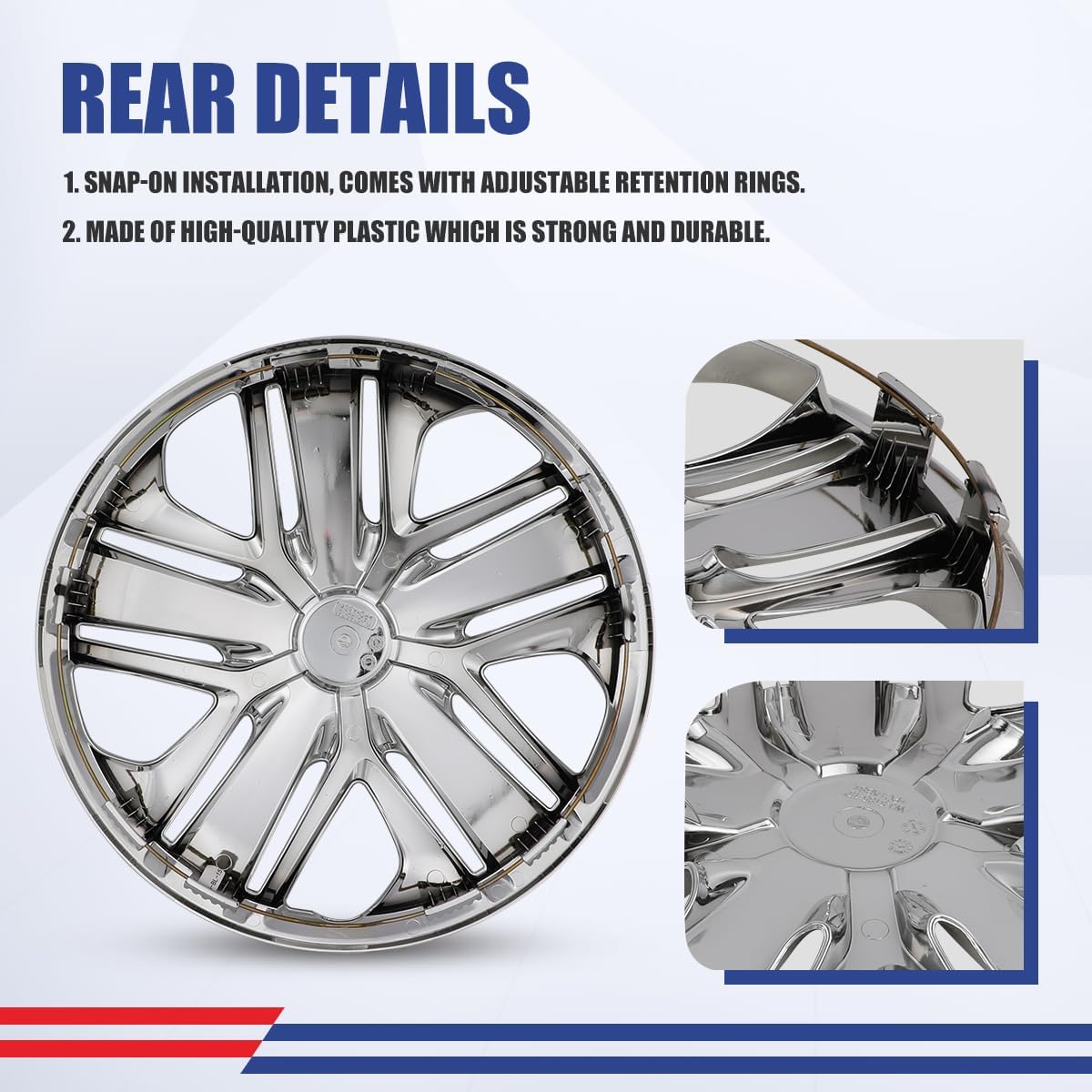 Nixon Offroad 15 inch Hubcaps for 2009-2020 Honda FIT, 15" Wheel Rim Cover OE Replacement Set of 4 for Steel Wheel, Snap On Installation (Chrome, ABS+PC Material)