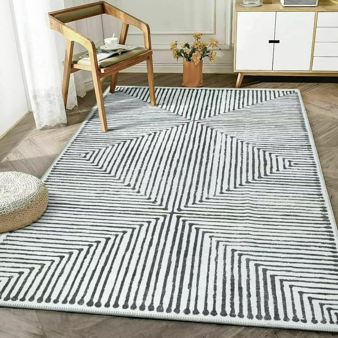 Tapis de sol doux et durable à rayures pour salon 80x160
