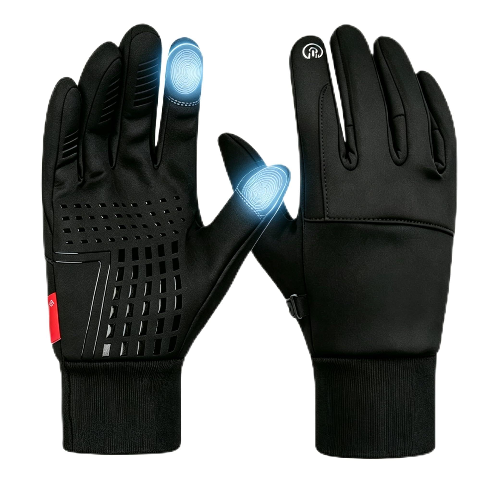 SUUFOR Fahrradhandschuhe Herren Damen, Handschuhe Herren Warme Winterhandschuhe wasserdichte Touchscreenhandschuhe Winddichte Laufhandschuhe, L