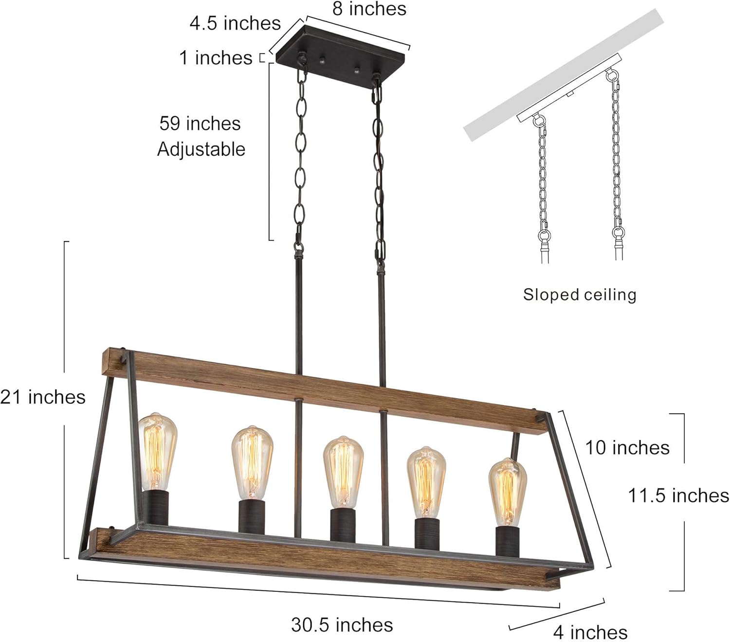 40% Off Discount LOG BARN Farmhouse Chandelier, 5-Light Chandeliers for Dining Room, 30.5 Kitchen Island Lighting in Rustic Metal Finish