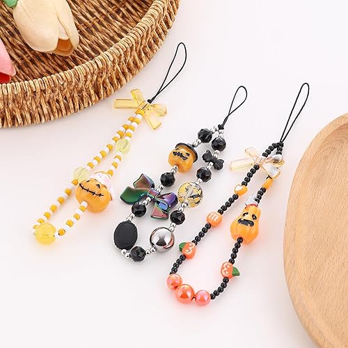 Miniatura 3 de Cordón de teléfono con abalorios y dije de 6 piezas para la muñeca, con diseño de frutas, estrellas, perlas o arco iris para mujeres y niñas.