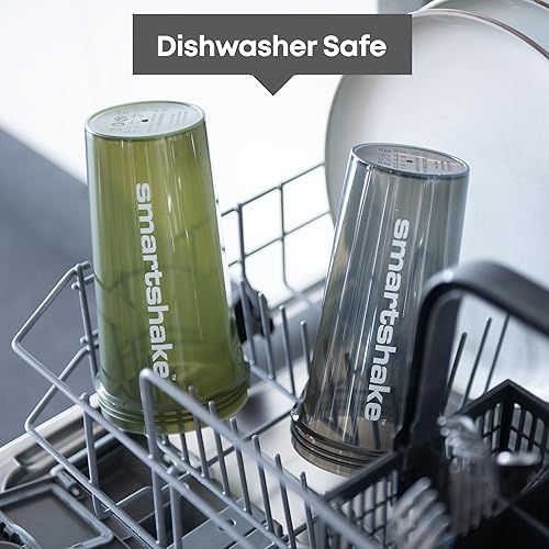 Miniatura 5 de Smartshake Lite - Paquete de 4 botellas mezcladoras de proteínas de 20 onzas, tapa de rosca a prueba de fugas, sin BPA, unisex, gris niebla, verde