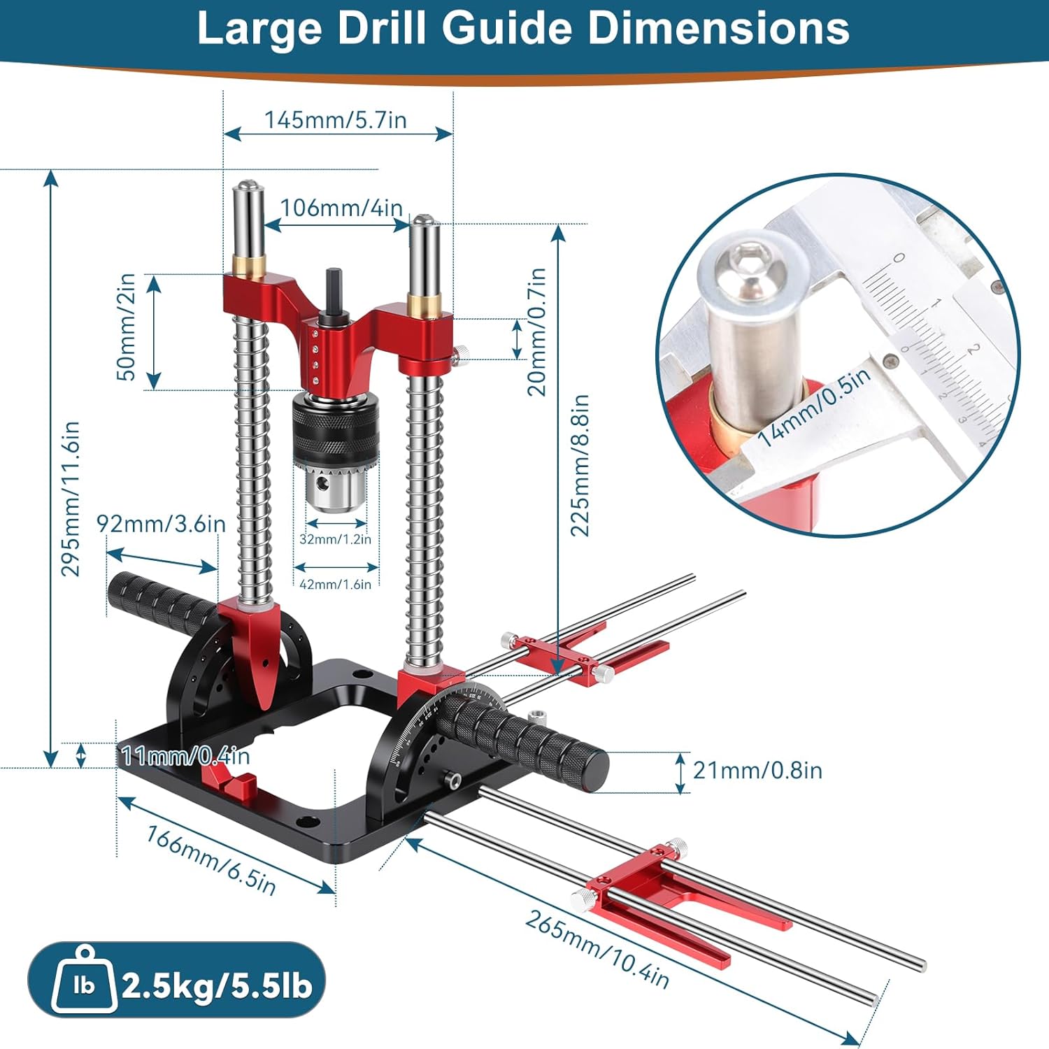 Upgraded Drill Guide, Max Portable Drill Guide, Multi Angle Drill Guide for Straight Holes, Self-Centering Pins, Adjustable Angle from 0° to 60°, Chuck Clamping Range for 1/16-1/2" (1.5-13mm)