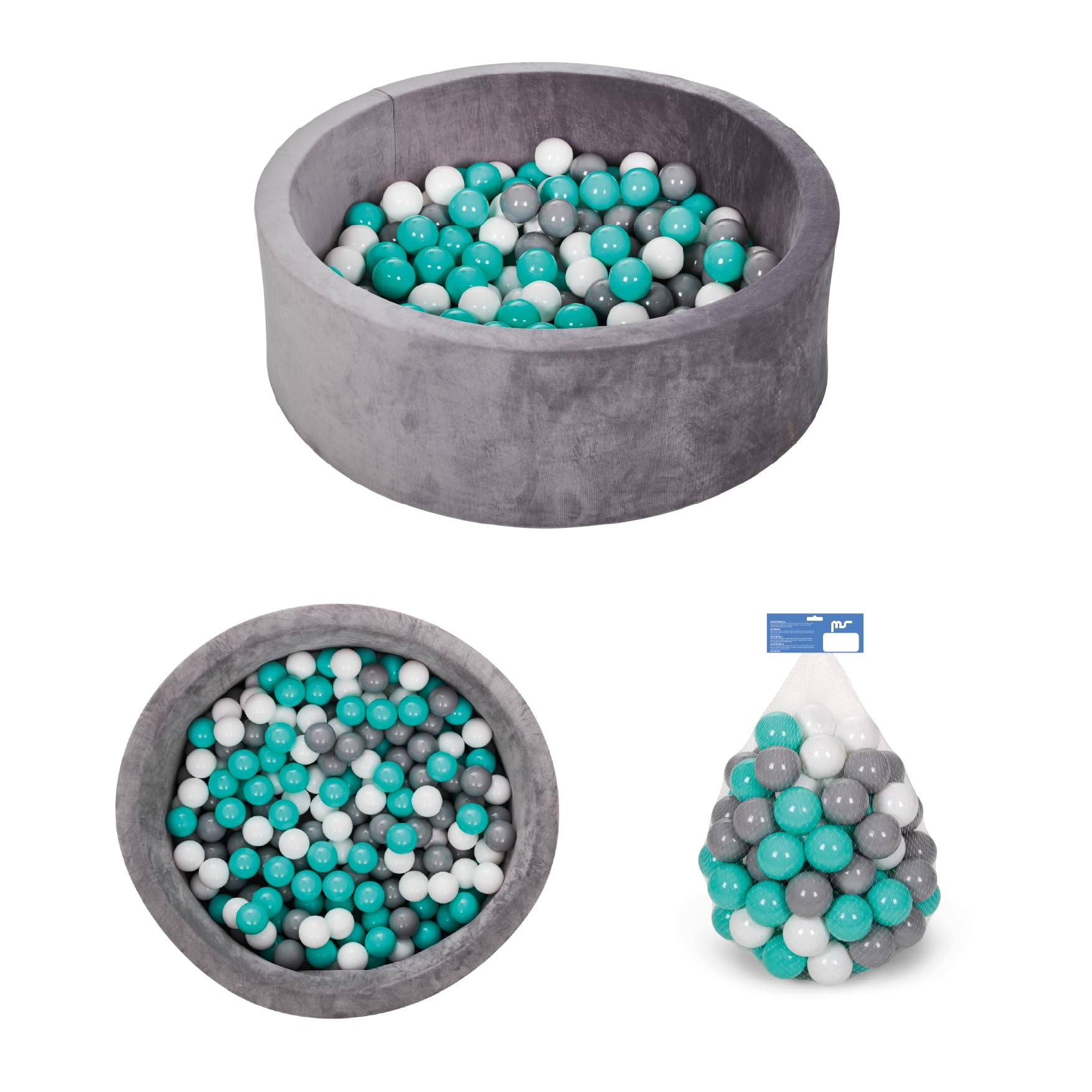 MS BabyWorld – Piscina de Bolas Misti – Piscina de Espuma Redonda para Bebé | +100 Bolas Incluidas | Parque Sensorial | Acolchada y Suave al Tacto | Ideal para Interiores