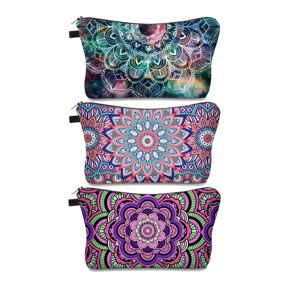 Deanfun Makeup Bag, 3pcs/set Super Funny 3D Printing Women Cosmetic Bag Multifunction Pencil Holder(Mandala 3)