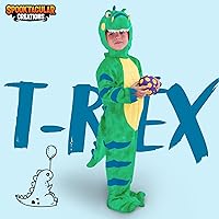 Vista 2 de Spooktacular Creations Disfraz de dinosaurio de Halloween para niños, disfraz de T-Rex con huevo para bebé, fiesta de disfraces de Halloween Verde