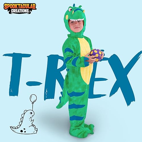 Miniatura 2 de Spooktacular Creations Disfraz de dinosaurio de Halloween para niños, disfraz de T-Rex con huevo para bebé, fiesta de disfraces de Halloween Verde