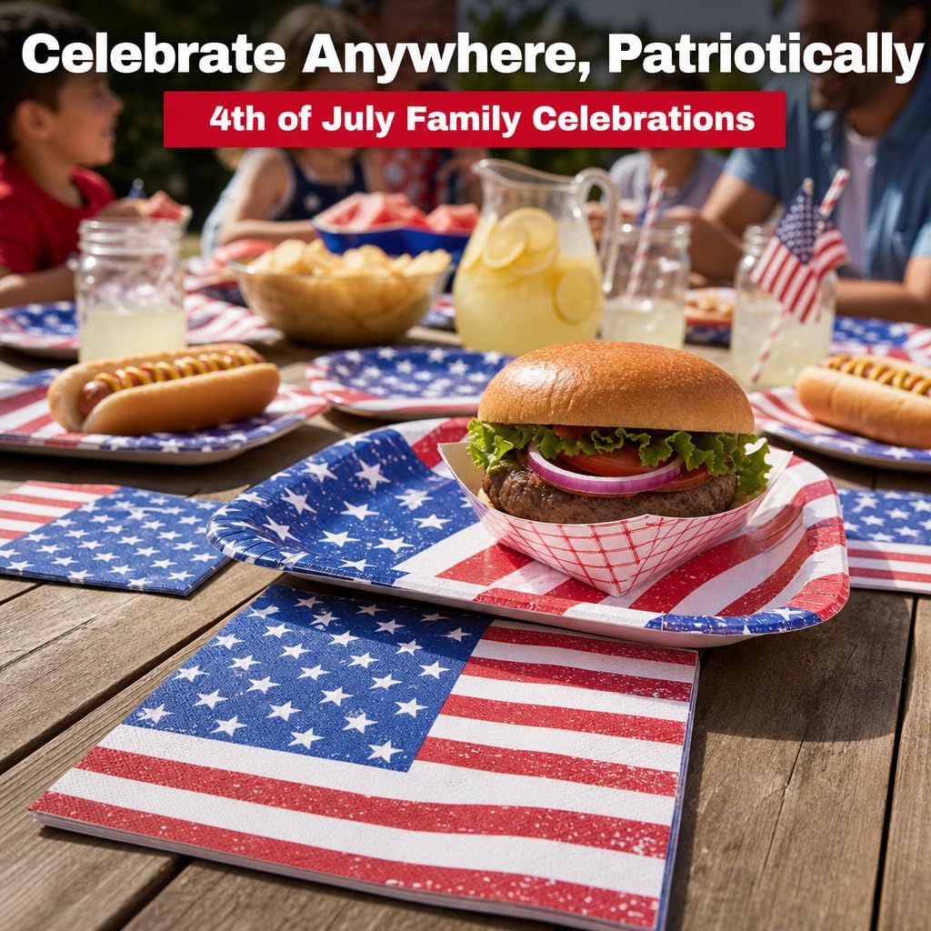Iconikal 75-Pack American Flag Disposable Dinner Napkins Party Supplies