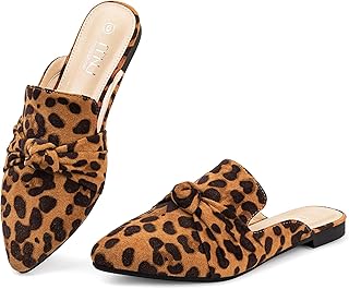 MUSSHOE Mules for Women with Bow Knot: Pointed Toe Flats - Cloud-Cushion Suede Backless Loafers for Office & Casual Wear - Wide-Fit Friendly Slip On Slides with Memory Foam