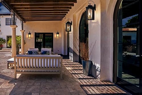 Miniatura 7 de Luces de pared para exteriores, luces negras para porche delantero, aplique de pared grande para exteriores, lámpara exterior con candelabro dorado,