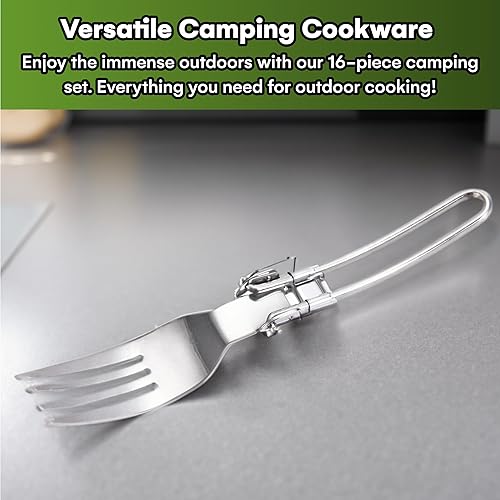 Miniatura 2 de Grippi - Juego de 16 utensilios de cocina para campamento, equipo de cocina al aire libre, juego de ollas y sartenes de cocina de campamento, juego