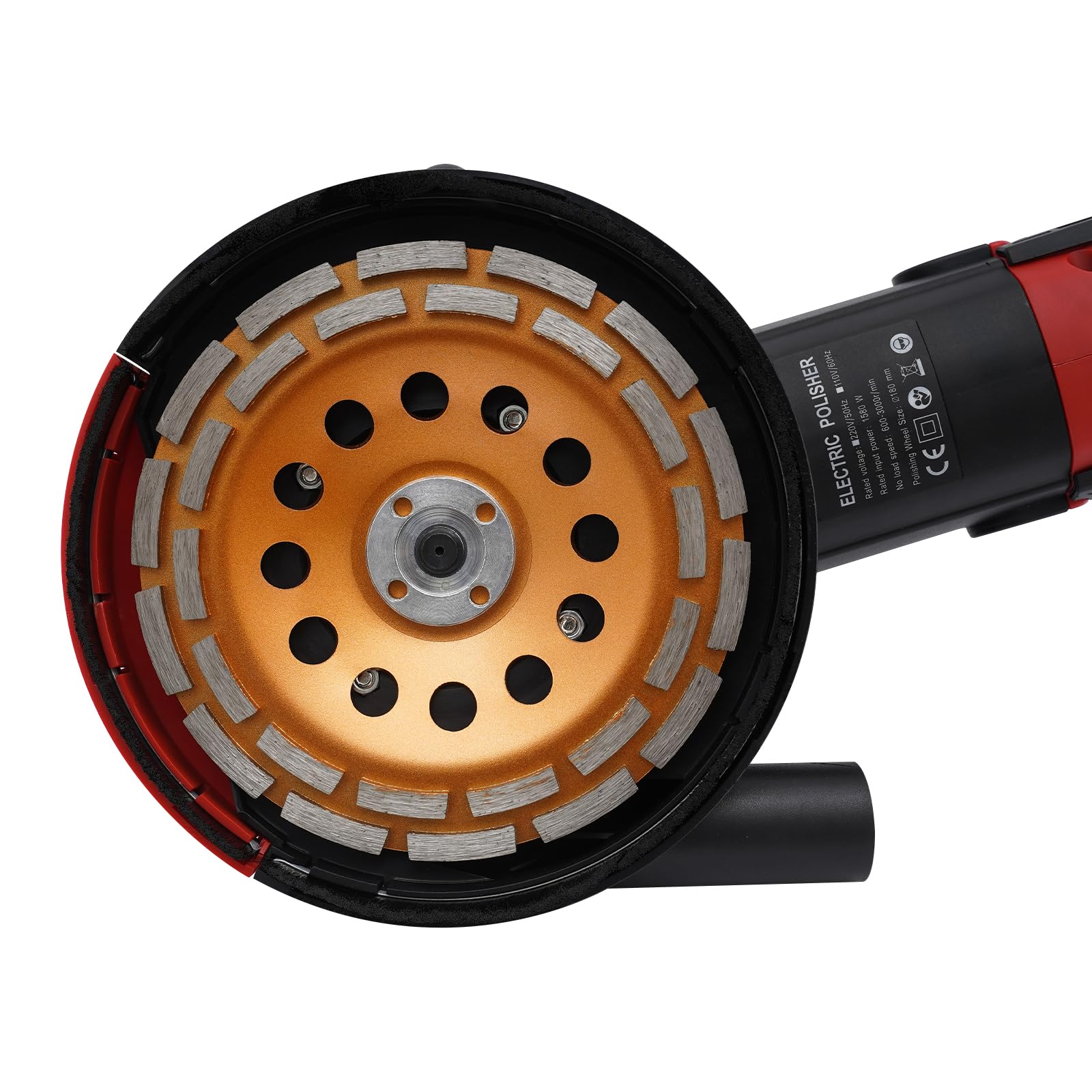 Smerigliatrice per calcestruzzo Set con 6 velocità regolabili 600-3000 giri/min, smerigliatrice per pietra da 1580 W per calcestruzzo, pavimenti in cemento, pareti, granito, marmo (nero)