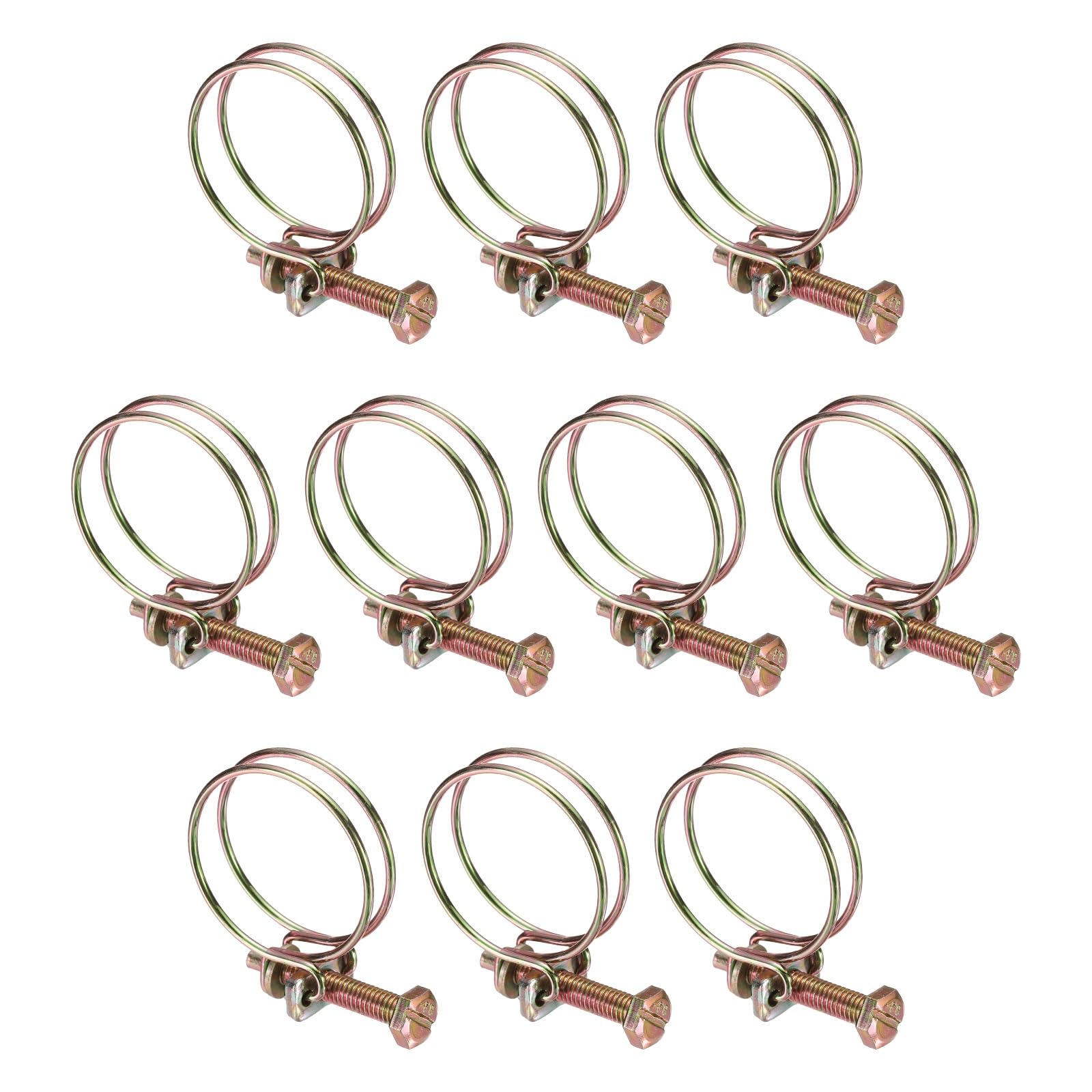 sourcing map 10pcs Adjustable Double Wire Hose Clamp 31-35mm Carbon Steel Wire Hose Clips Pipe Tube Clamps for Dust Collection Rubber PVC Pool Pump Hose