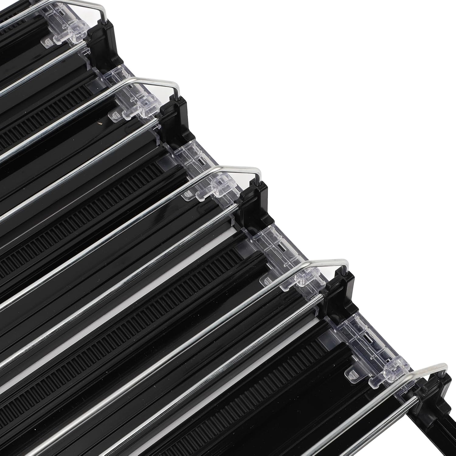 5pcs Fridge Drink Dispenser, Automatic Pusher Glide Self Pushing Soda Can Dispenser Water Bottle Drink Dispenser for Kitchen (Black)