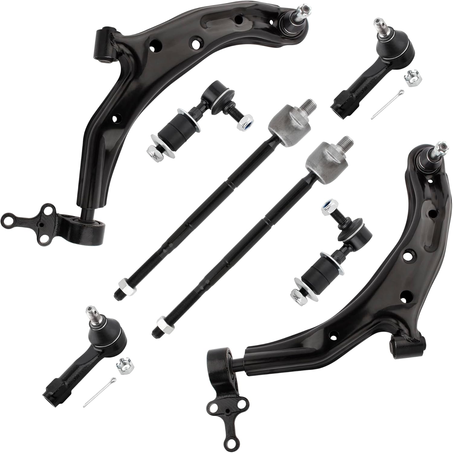 BOXI 8pcs Front Lower Control Arms w/Ball Joints Sway Bars Tie Rods for Nissan Sentra 2002-2006 (Excludes SE-R Models) / for Nissan Sentra 2001 (Excludes SE Models) |K620359 K620358 K9543 ES2814 EV380