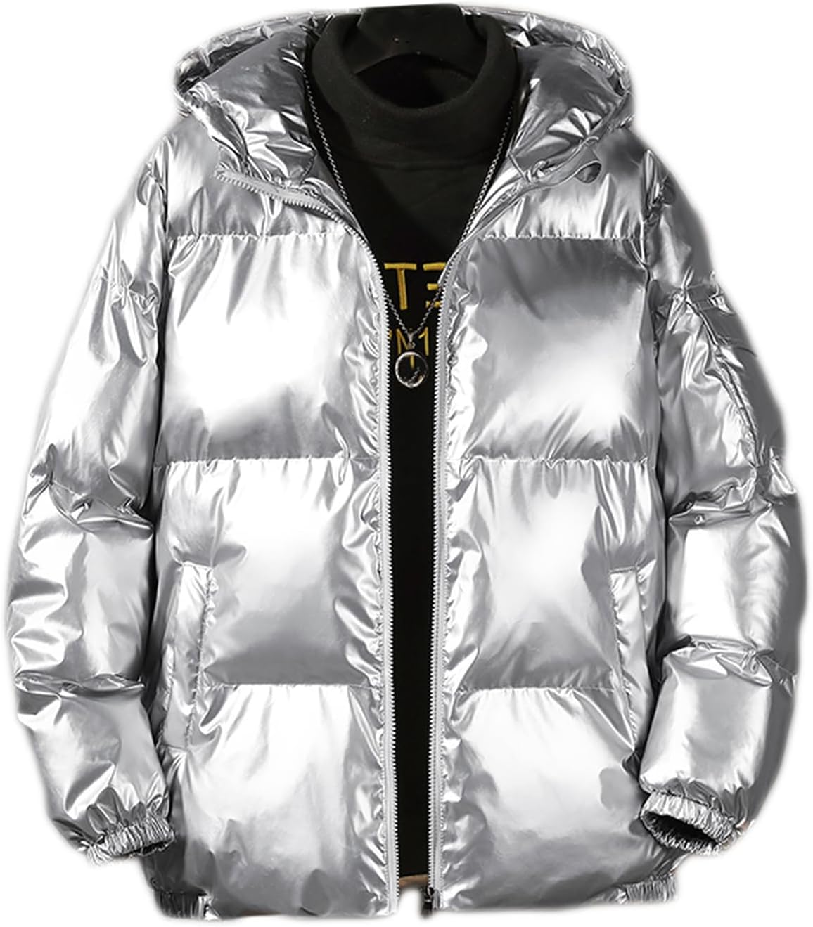 [KAPE1] ダウンジャケット ダウンパーカー メンズ 中綿 防寒着 光沢感 ツヤツヤ ジャンパー ショート丈 キルティング 防風