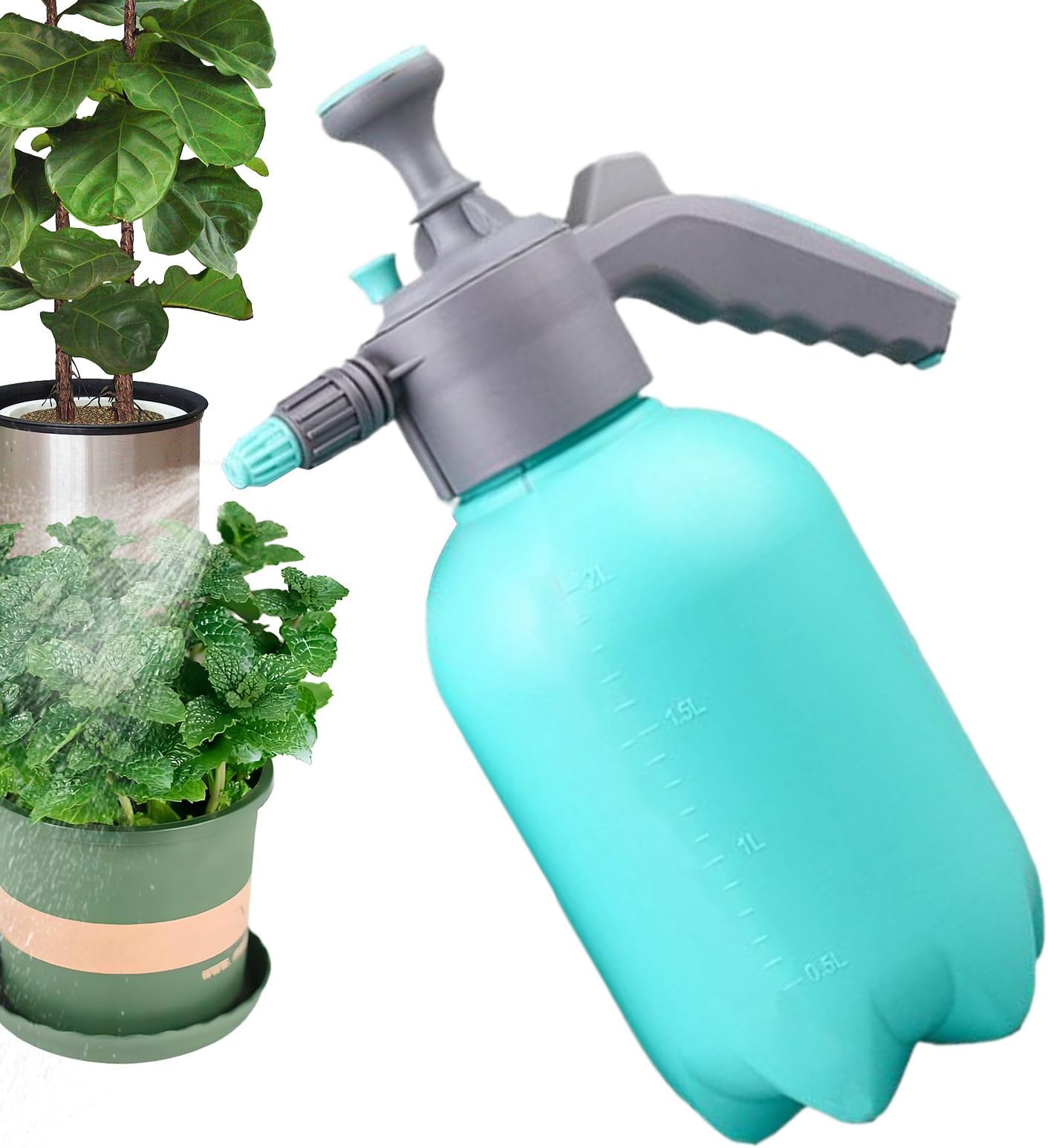Pump Sprayer - Hills Garden Trigger Sprayer | 2L Spray Bottle with Adjustable Nozzle | Blossom Gas Pot Plant Water Can Garden Garden for Gardening, Fertilisation, Cleaning