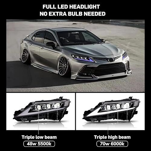 Miniatura 2 de UQZ Conjunto de faros delanteros LED de triple haz compatible con Toyota Camry de 8 generación 201820192020202120222023, accesorios para