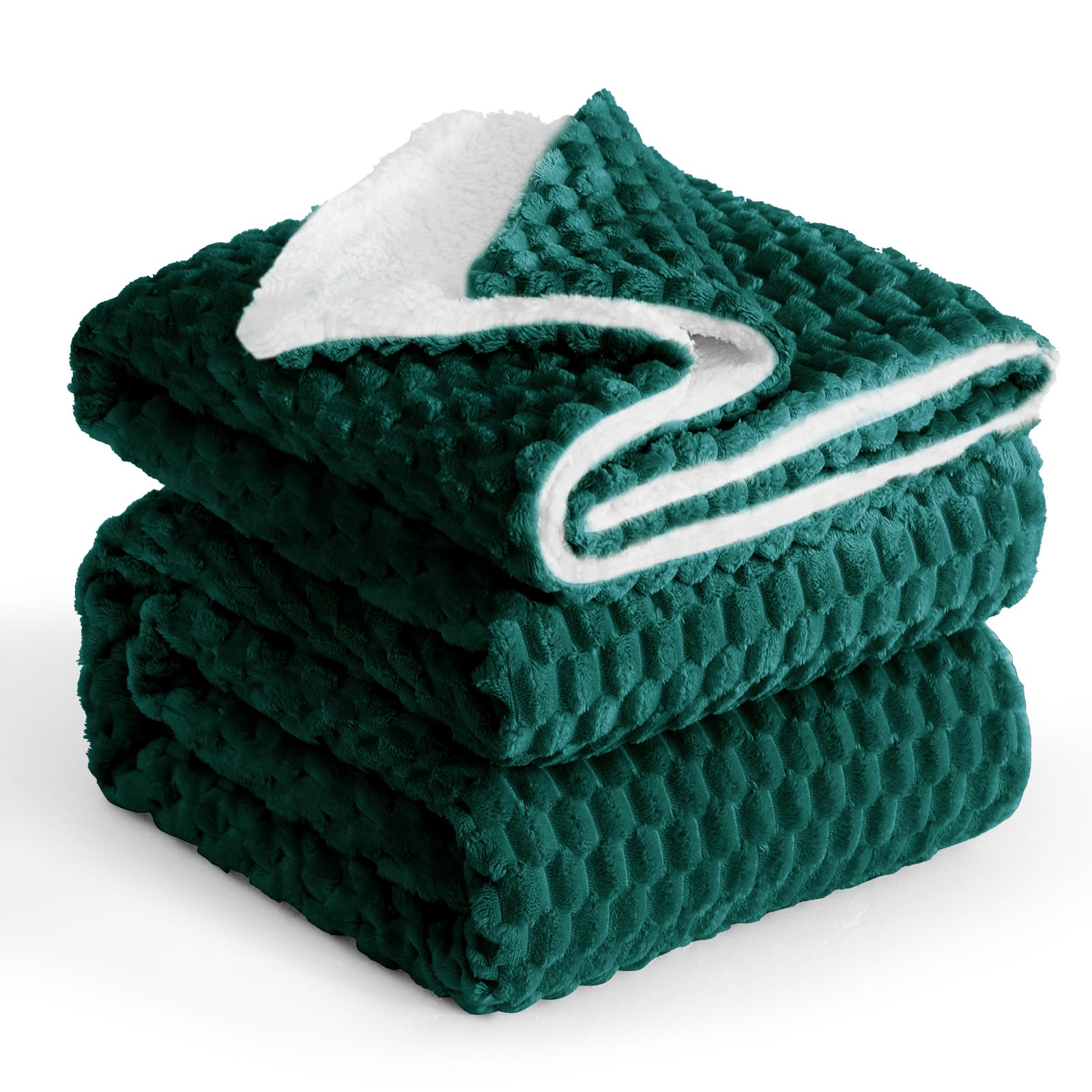 Aisbo Manta Cama Invierno 180/200, Sherpa Franela Reversible Polar con Cordón para Sofá, Borreguito Gruesa, Suave, Caliente, Sillón, Transpirable para Invierno (Verde Oscuro, 230 x 270 cm) OEKO-TEX STANDARD 100