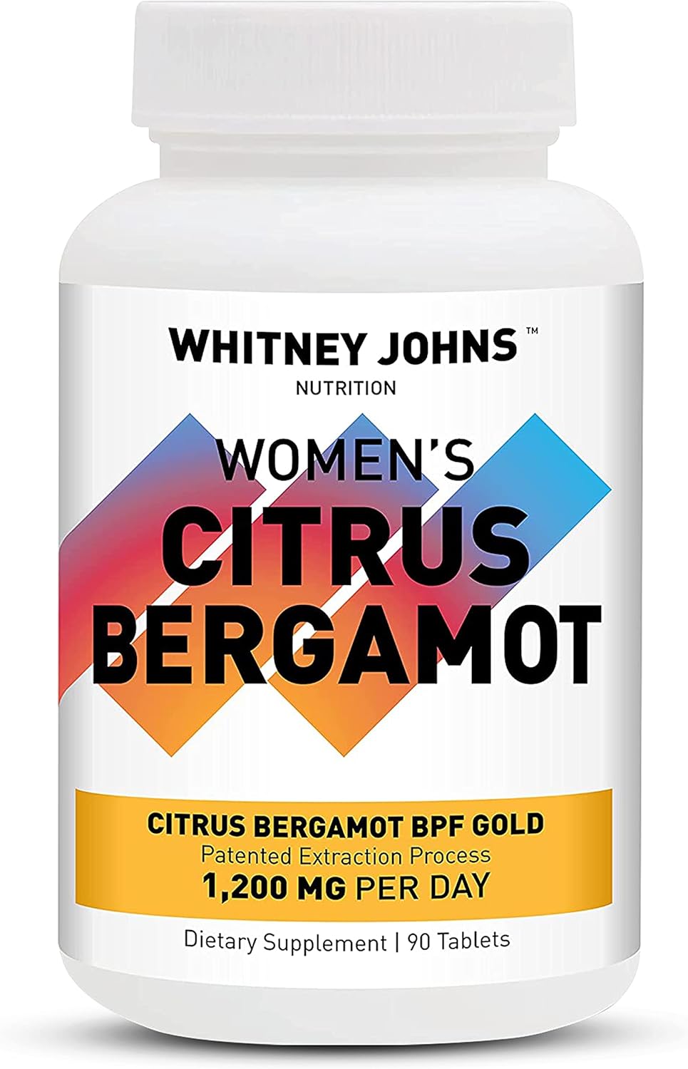 Whitney Johns Citrus Bergamot for Women, Clinically Tested Bergamot Supplement Specifically Formulated for Womens Health and Wellness, Antioxidant, 1200mg, 90 Tablets