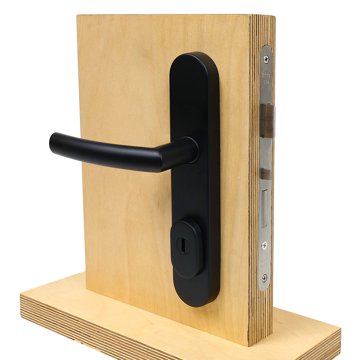 FELGNER Schutzbeschlag Klinke/Klinke Entfernung 92 mm| hochwertiger Türbeschlag, Sicherheitsbeschlag mit Klinke in L-Form für Außentüren Haustüren | Bohrschutz Stahl-Sockel modular schwarz matt