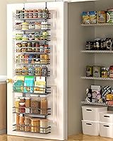 MOFOROCO 9-Tier Over Door Pantry Organizer - Space-Saving Hanging Spice Rack & Storage Baskets for Kitchen Pantry Bathroom Black