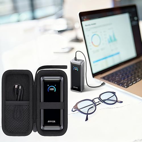 Miniatura 9 de khanka Anker Prime Power Bank, funda de 26,250 mAh, bolsa de viaje dura compatible con Anker Prime Power Bank 26K, 300W, solo funda (negro)