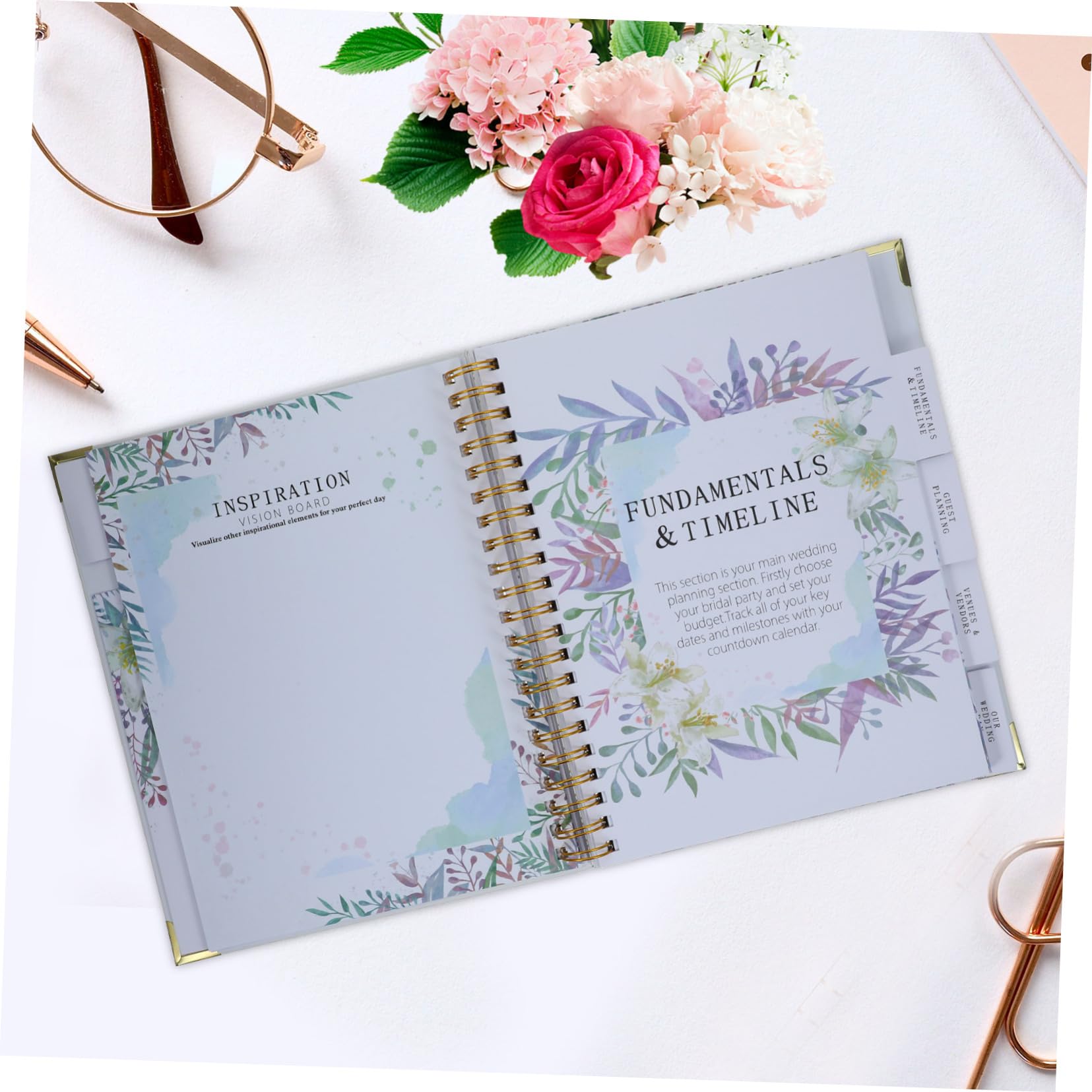 HOMSFOU Hochzeitsplaner Notizbuch für Verlobung Hochzeits Countdown Notizbuch für Braut und Trauzeugin Erinnerungen und Aufzeichnen Weiß