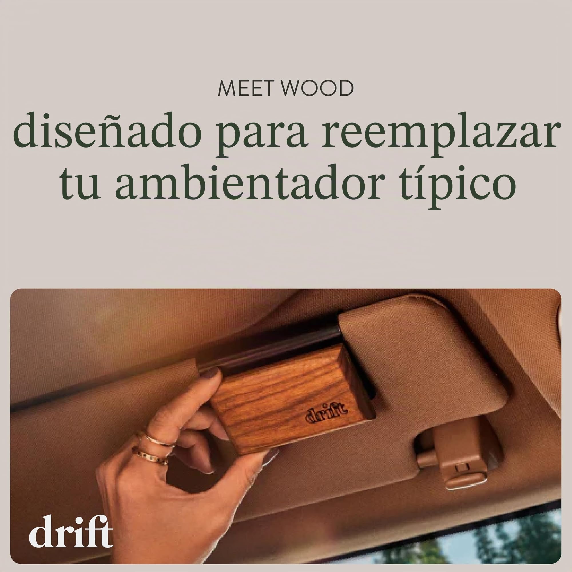 Drift Ambientador para coche, ambientador de madera original, eliminador de olores de coche, aroma de larga duración, clip de metal, aceites esenciales, ingredientes limpios, aroma a pino, paquete de