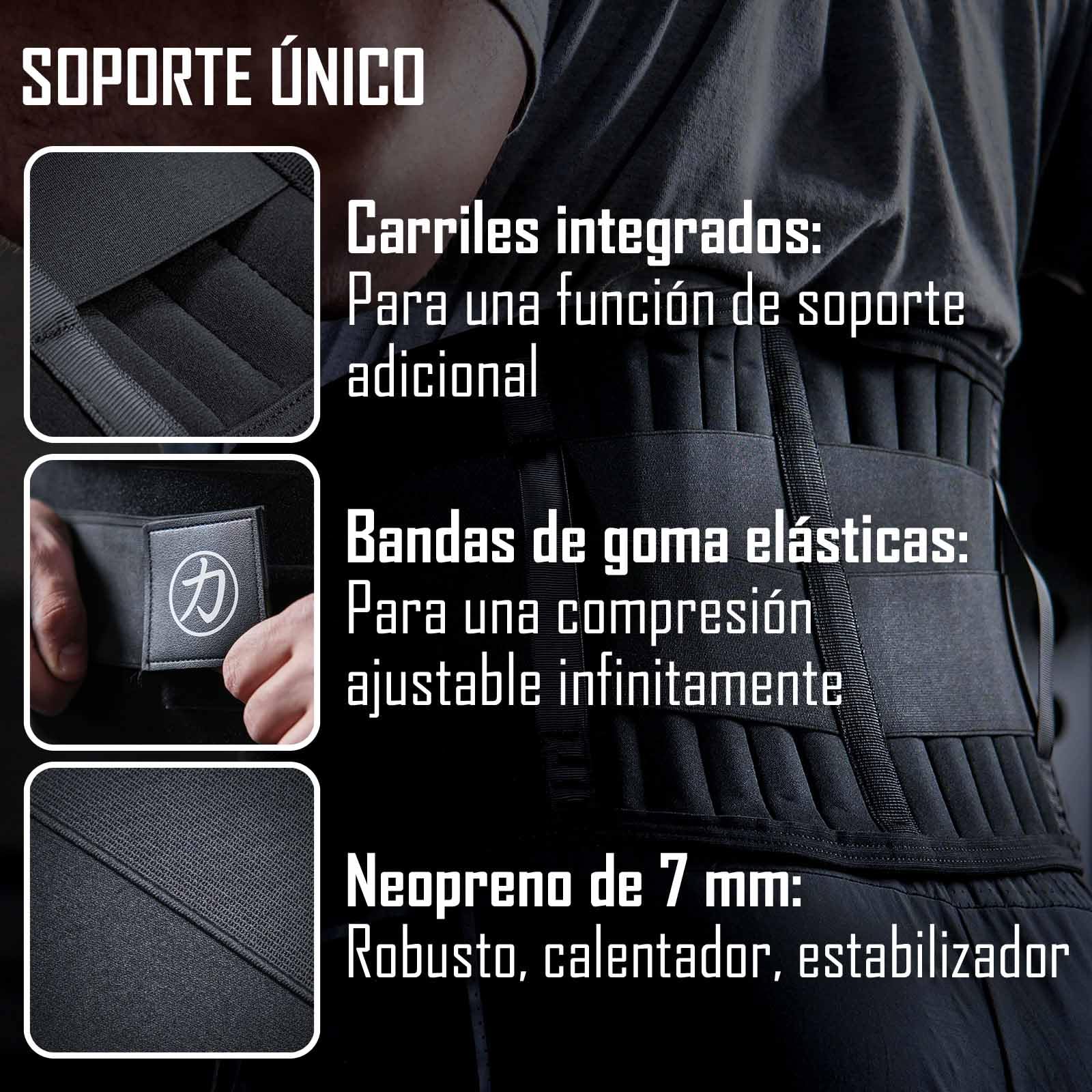 Strength Shop Faja Lumbar de Neopreno 7mm con presillas para cinturón, faja lumbar hombre y mujer transpirable y térmico con cierre de gancho y bucle elástico, fajas lumbares apoyo y alivio