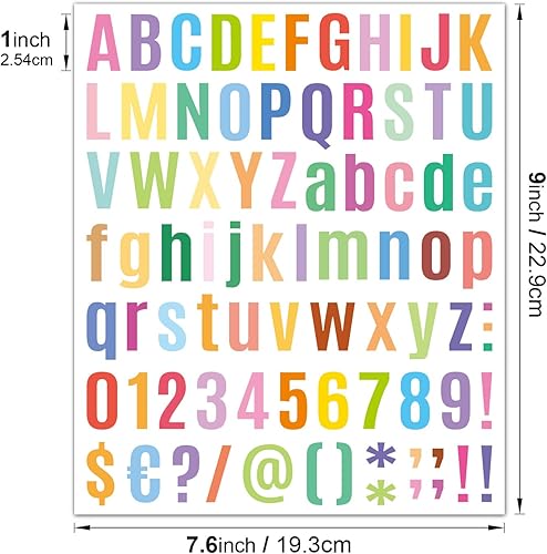 Miniatura 3 de 10 hojas de calcomanías de letras coloridas autoadhesivas de vinilo para alfabetos, calcomanías de números de buzón, calcomanías para letreros,
