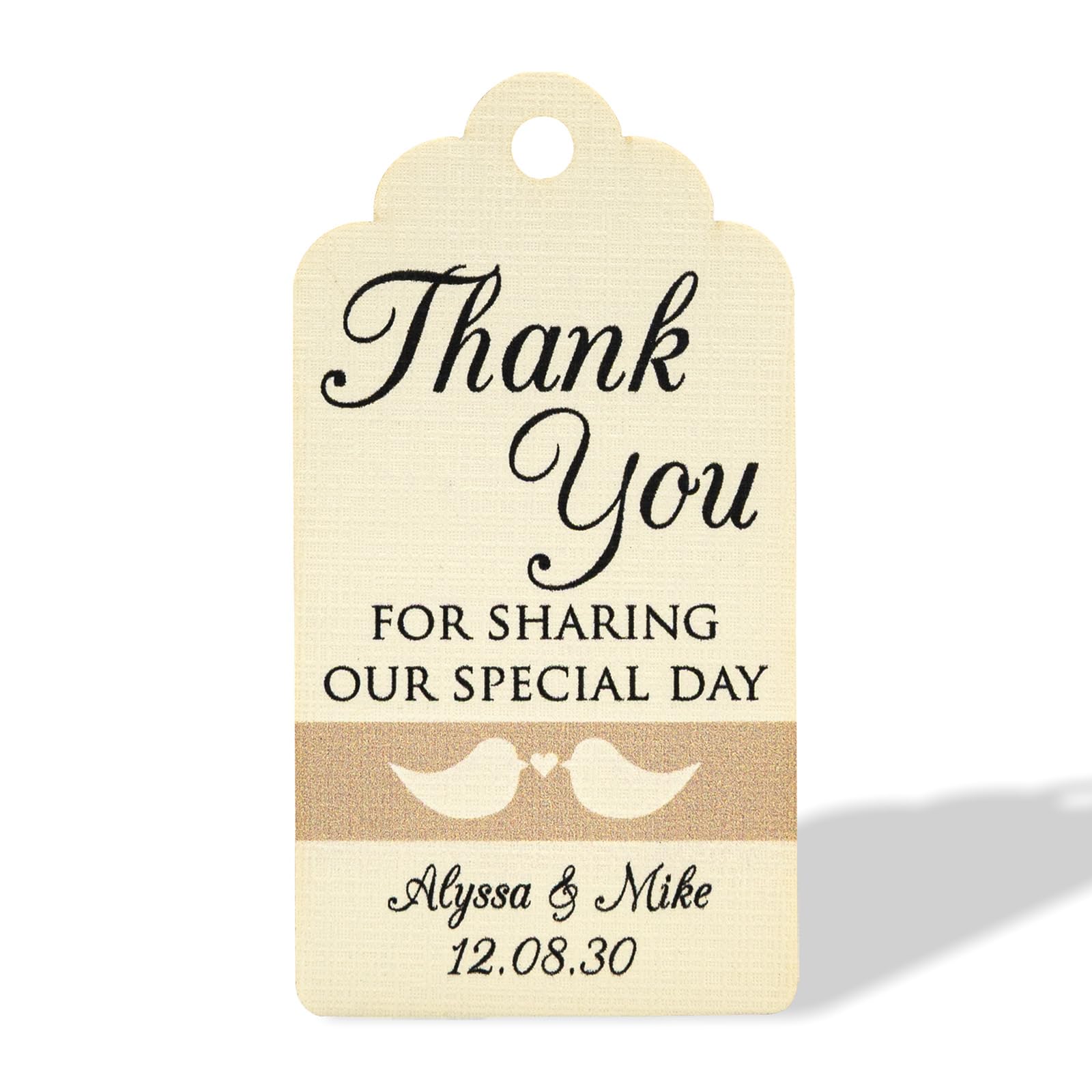 Summer-Ray.com 50pcs Personalised Forever Love Mini Royale Wedding Favour Gift Tags Thank You for Sharing Our Special Day (Cream Linen)