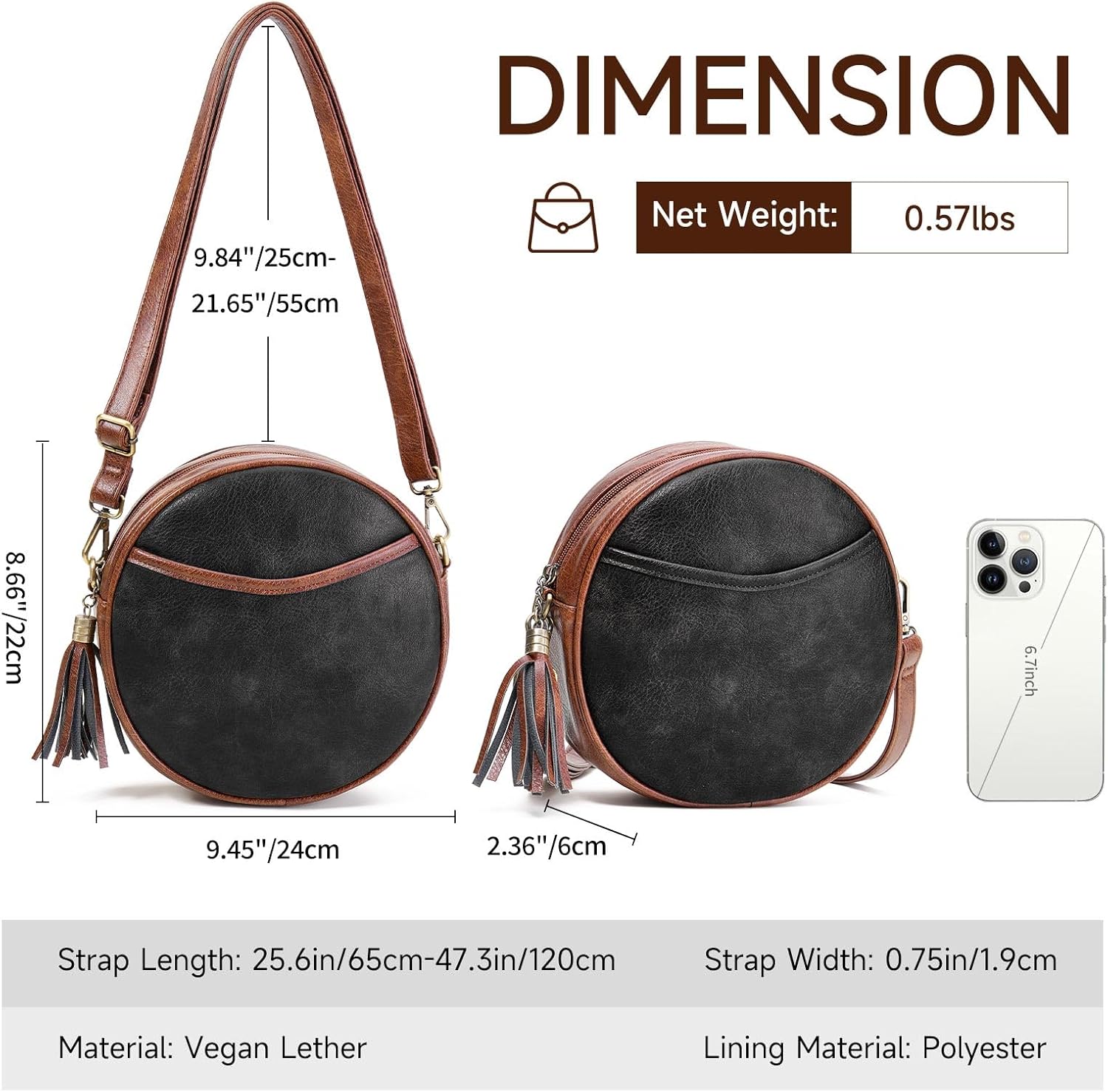 GAEKEAO Crossbody Bag for Women Circle Purse Small Vegan Leather Cross body Shoulder Bag Trendy Designer Round Purses - Image 5