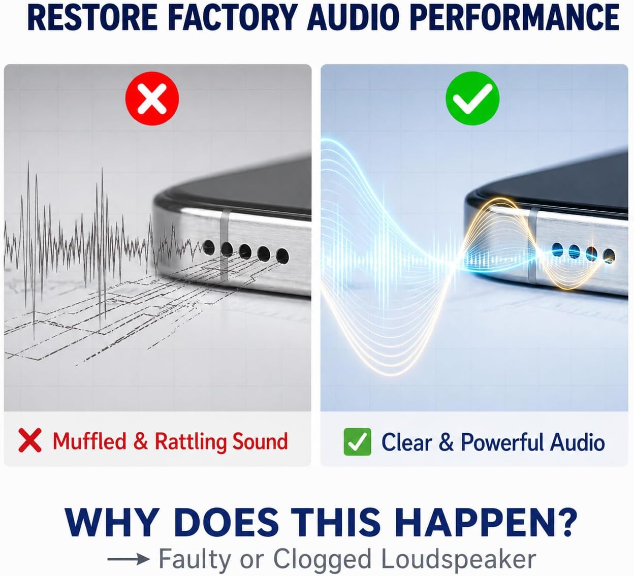 Loud Speaker Replacement with Screen Waterproof Seal & Dust Mesh Kit for iPhone 13 Pro Max – Regain Factory-Spec Audio Clarity