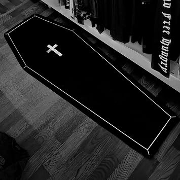 Coffin Halloween Bathroom Rug, Non Slip Black Gothic Bath Mat Decor Home Kitchen Rug, Horror Coffin Large Area Rugs Witchy Rugs Bathmat Spooky Gift