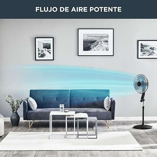 Rowenta Ventilador de pie Essential+ antimosquito VU4420 flujo de aire de 55 m3/min, 3 velocidades, alto rendimiento, oscilación automática, orientación y altura ajustables, 54 dB(A), negro - 5