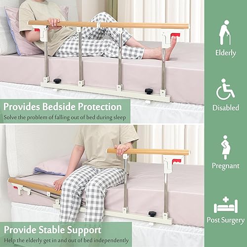 Miniatura 2 de Mybow Rieles de protección de cama para adultos mayores, rieles laterales de seguridad para personas mayores, asistencia de cama, mango plegable