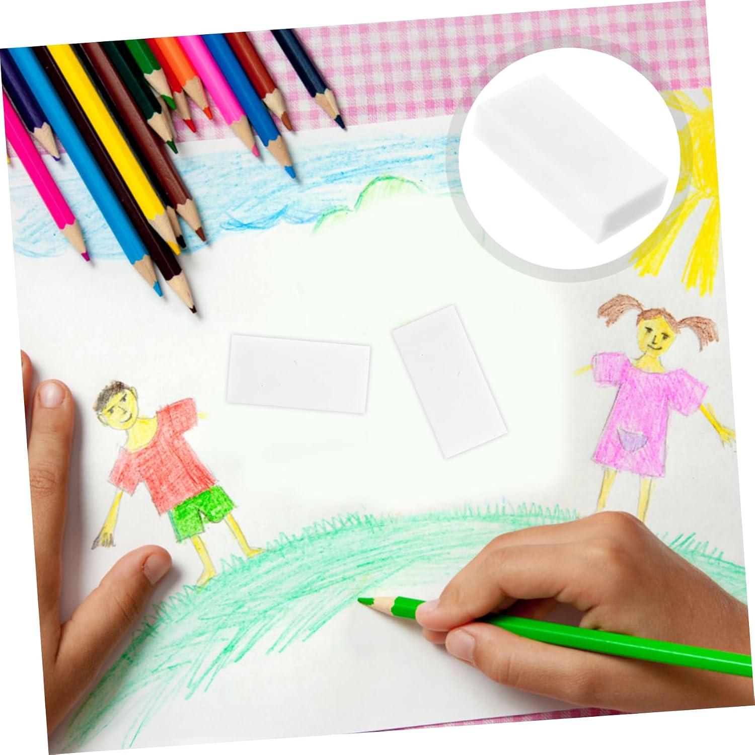 20pcs White Rectangular Erasers for Drawing Sketching and Art Supplies for Students and Artists Smudge Resistant Pencil Erasers for School and Home Use