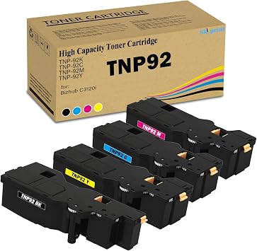 SkyPrint TNP-92 TNP92 Toner Cartridges Set TNP92K TNP92C TNP92M TNP92Y Replacement for Konica Minolta Bizhub C3120i Printer.Black Cyan Magenta Yellow