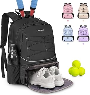 Tennis Bag Holds 2 Rackets, Professional Tennis Bags for Women, Tennis Backpack with Ventilated Shoe Compartment
