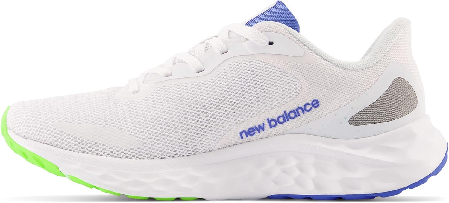 New Balance Women's Fresh Foam Arishi V4 Running Shoe, White/Pixel Green/Bright Lapis, 9 Wide