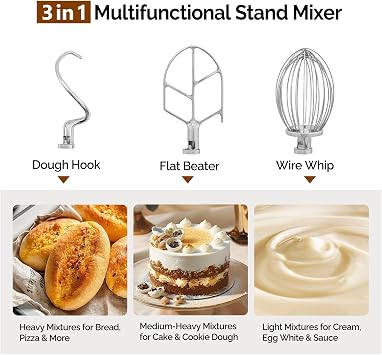 ROVSUN 20QT Commercial Food Mixer, 1100W Commercial mixer with 3 Adjustable Speed, Heavy Duty Electric Stand Food Mixer with Stainless Steel Bowl for Bakery Pizzeria