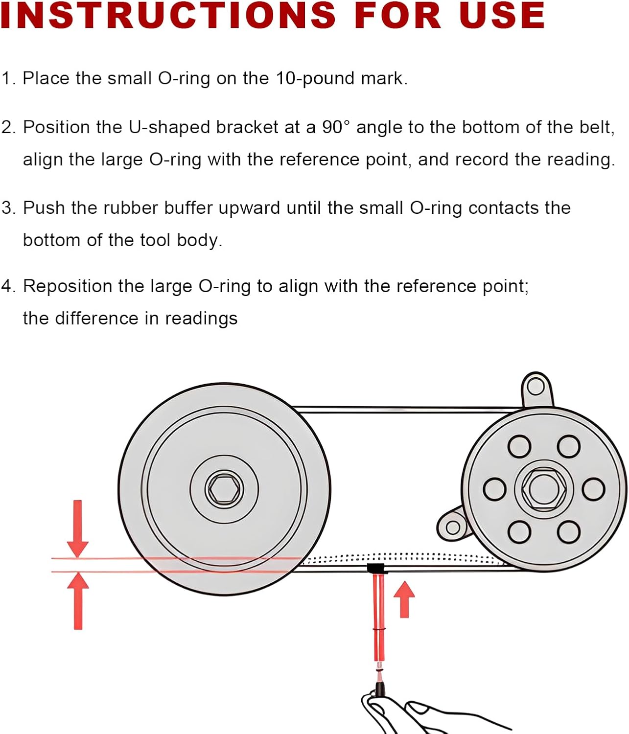 Belt Tension Gauge, Adjustable 10 Lbs Motorcycle Belt Tensioner Tester with L Shaped Pad, Easy to Read Tension Measuring Tool for Motorcycles ATVs Bicycles Drive Belts (Golden)