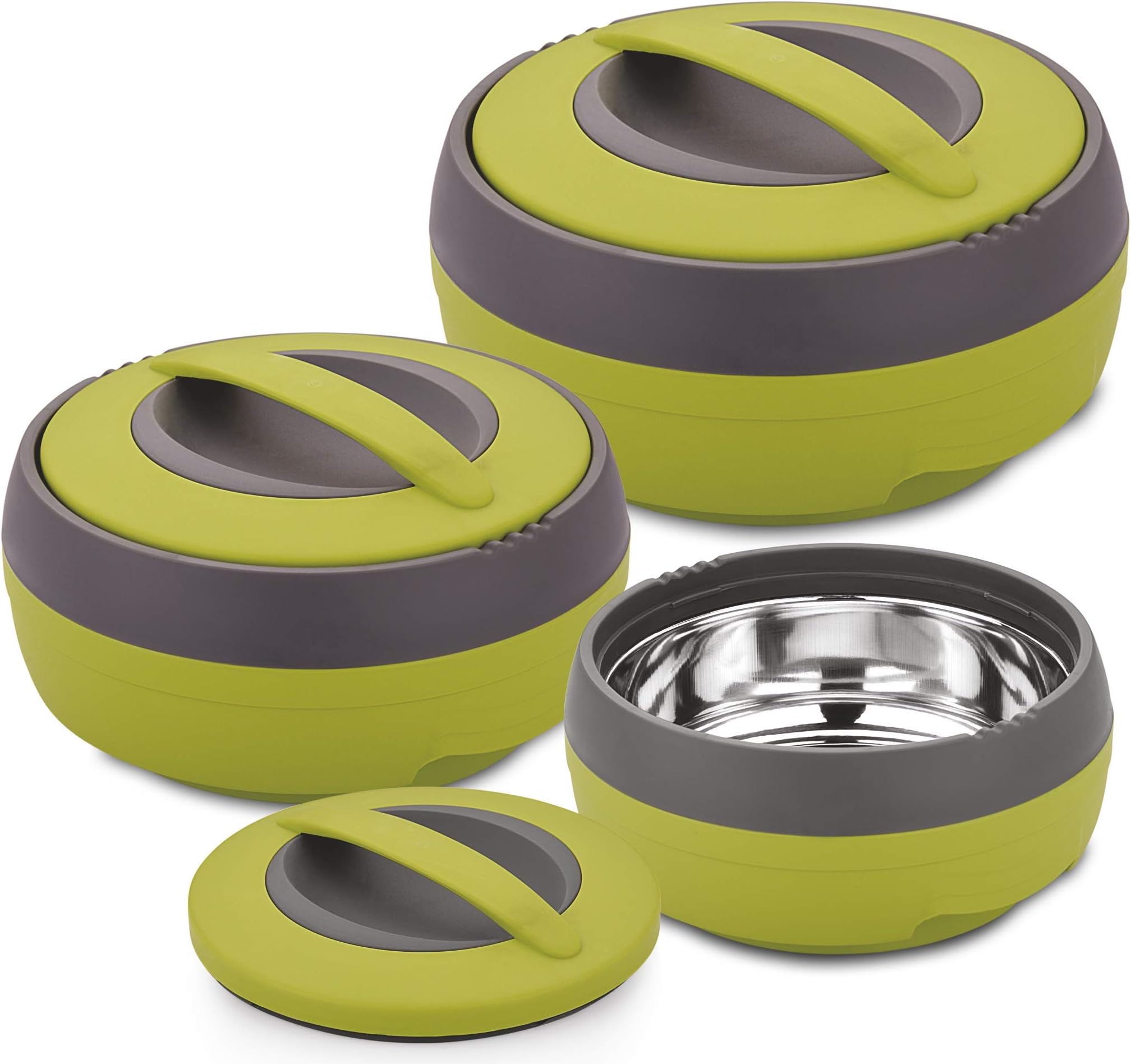 ASIANPlastowares Cosmos Plastic Casserole Set, 3-Pieces, Green
