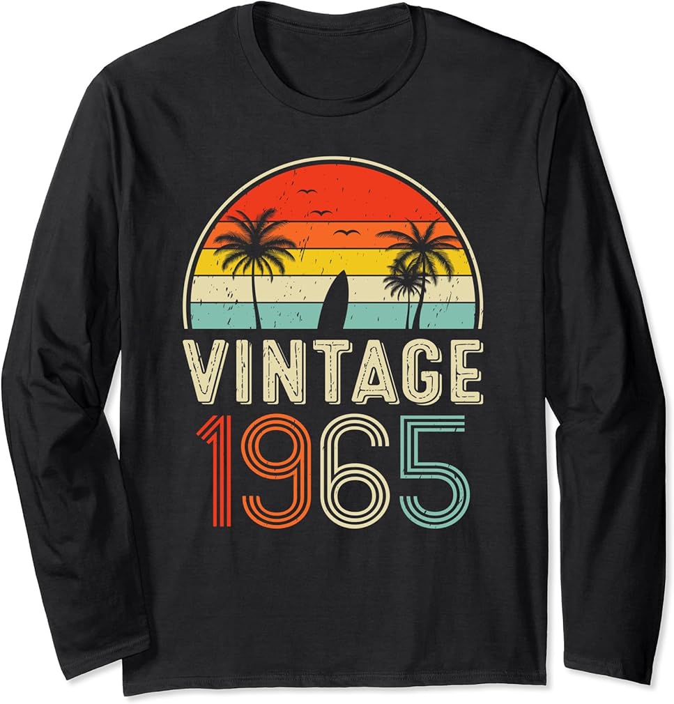 Vintage 1965 Classic Birthday 1965 Retro Men Women Vintage Long Sleeve T-Shirt