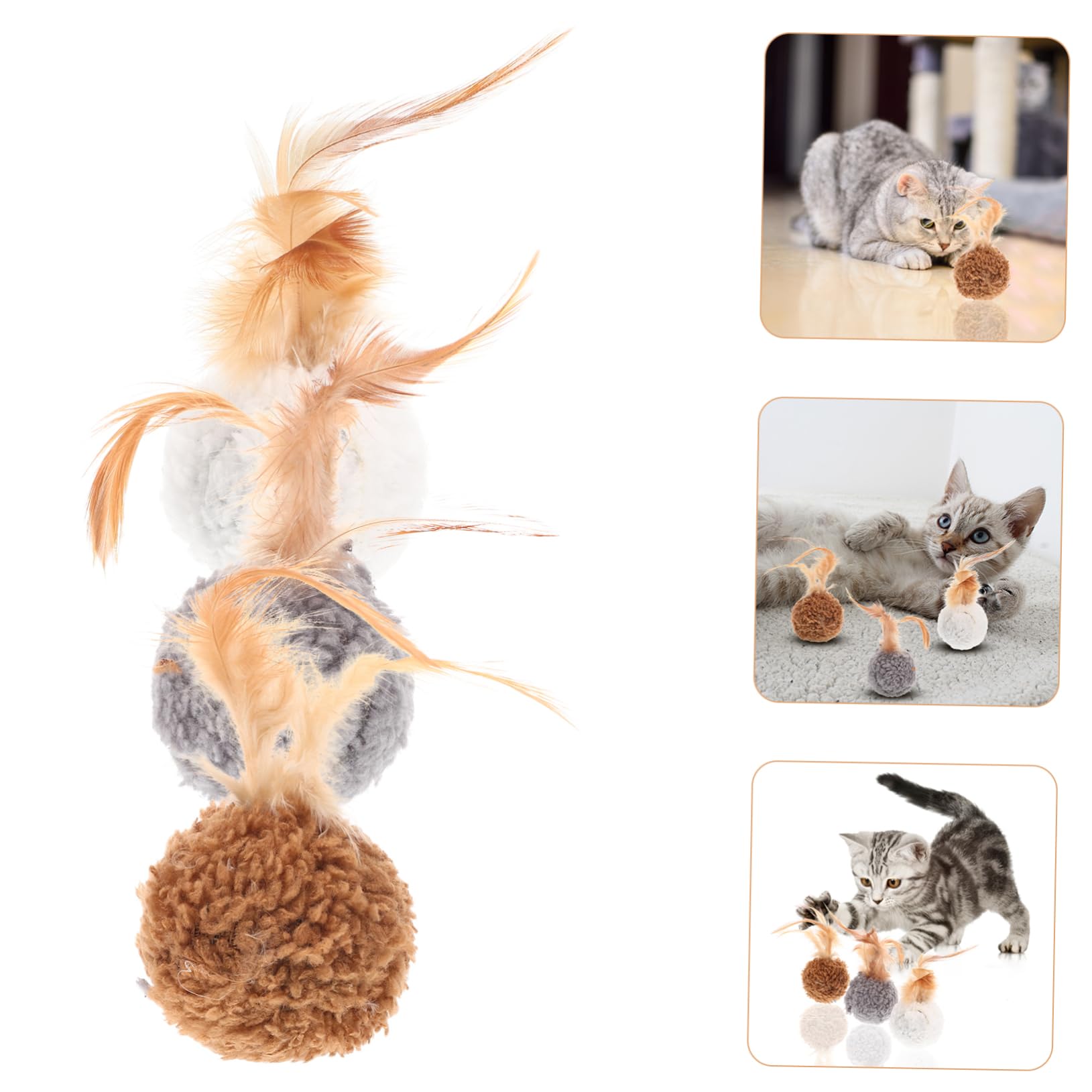 DOITOOL 45stücke Katzenballspielzeug Teiliges Plüschspielzeug Mit Federn Und Glöckchen Für Interaktives Spielen Und Bewegung Für Hauskatzen Und Kätzchen